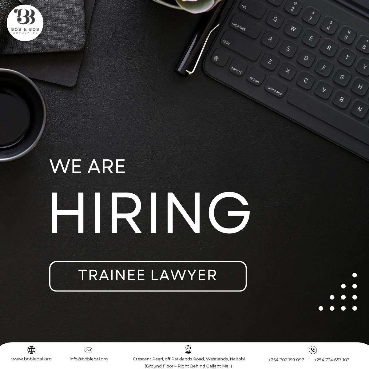 We Are Hiring! by Bob & Bob Advocates
